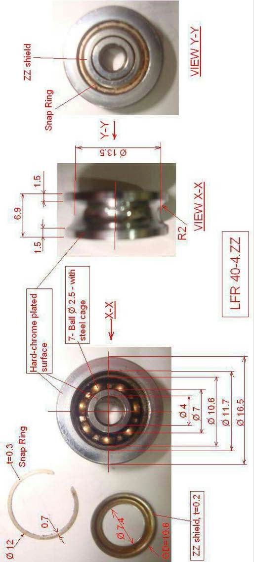 STB0493 非标U型槽轴承 尺寸：4*16.5*6.9 产品编号:STB0493