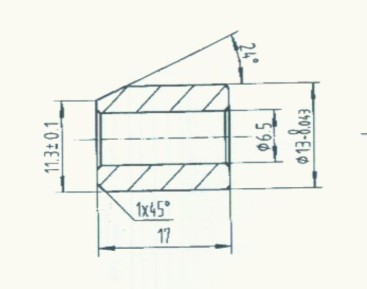 STB0423 机械配件-轴套 尺寸参数：6.5*13.8*17 产品编号：STB0423