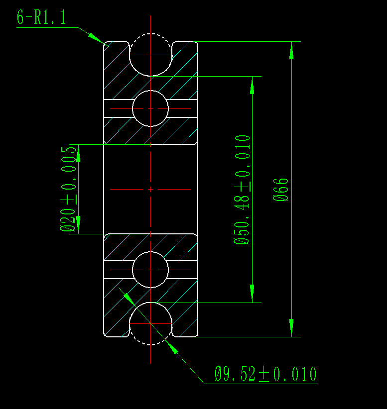 STB0494 非标导轨滚轮轴承 尺寸：20*66*9.52  产品编号:STB0494