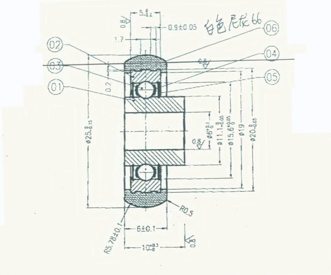 STB0506 非标包塑轴承 内圈凸出 尺寸：6*20*6*10 产品编号:STB0506