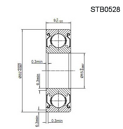 STB0528 非标6002ZZ 外径正公差 尺寸：15*32*9 编号：STB0528